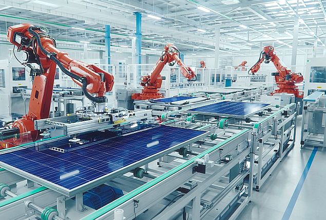 Orange,Industrial,Robot,Arm,At,Production,Line,At,Modern,Bright
